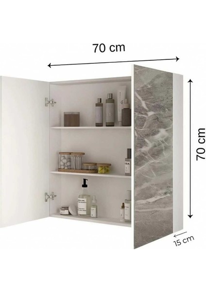 Aynalı Banyo Dolabı Iki Kapaklı 70X70X15 cm