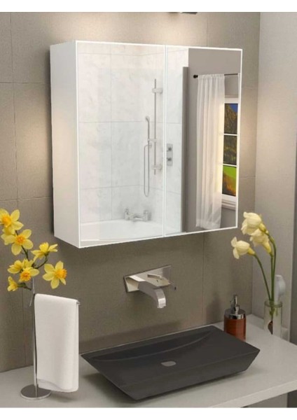 Aynalı Banyo Dolabı Iki Kapaklı 70X70X15 cm fiyatları