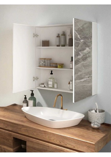Aynalı Banyo Dolabı Iki Kapaklı 70X70X15 cm modelleri