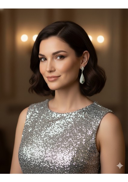 Lara Collectıon Yeşil Zümrüt Detaylı Parlak Sarkık Model Kadın Takı fiyatları