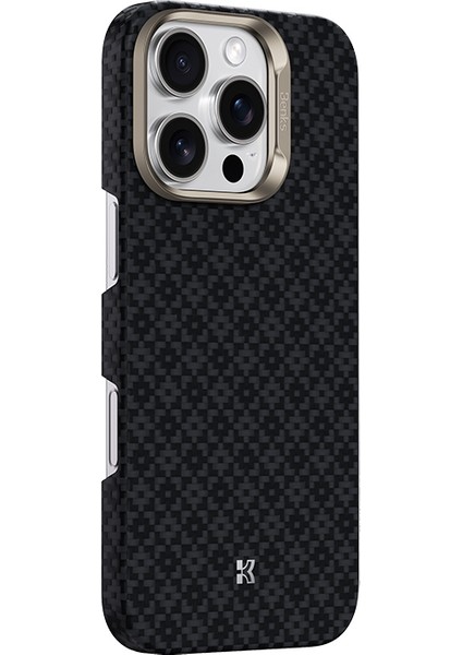 iPhone 16 Pro Uyumlu Kılıf M-Safe Şarj Özellikli Benks Armorair Armorgrid Serisi Kevlar Kapak Siyah