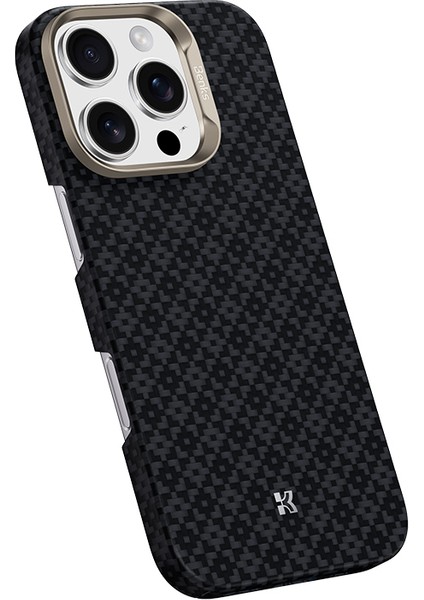 iPhone 16 Pro Uyumlu Kılıf M-Safe Şarj Özellikli Benks Armorair Armorgrid Serisi Kevlar Kapak Siyah modelleri