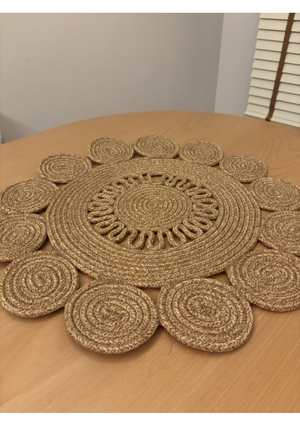 Tadpole Hasır Jüt Yuvarlak Runner 60X60 modelleri