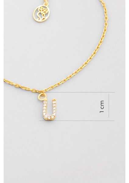 Ü Harfi 18 Ayar Sarı Altın Kaplama 18 cm Gümüş Bileklik fiyatları