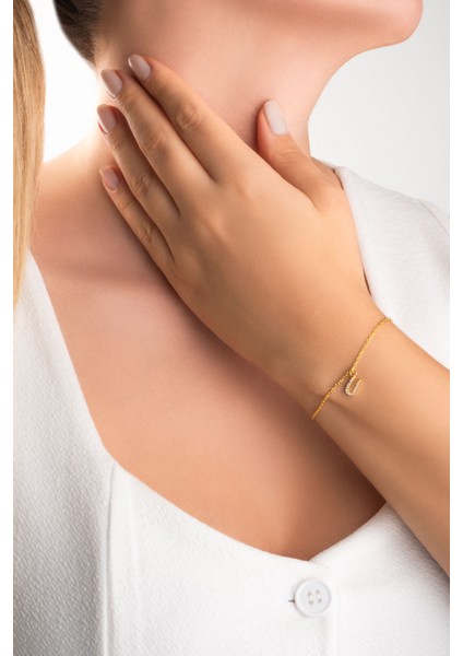 Ü Harfi 18 Ayar Sarı Altın Kaplama 18 cm Gümüş Bileklik fırsatları