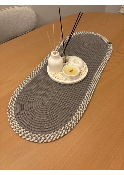 Herakles Amerikan Servis El Yapımı Pamuklu Natural Jüt Örme Desenli Runner 30X80 indirimleri