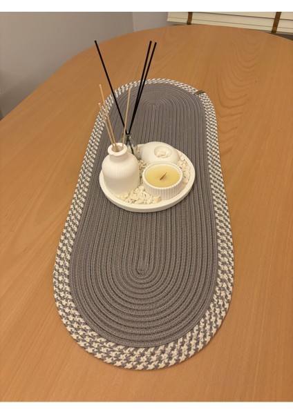 Herakles Amerikan Servis El Yapımı Pamuklu Natural Jüt Örme Desenli Runner 30X80