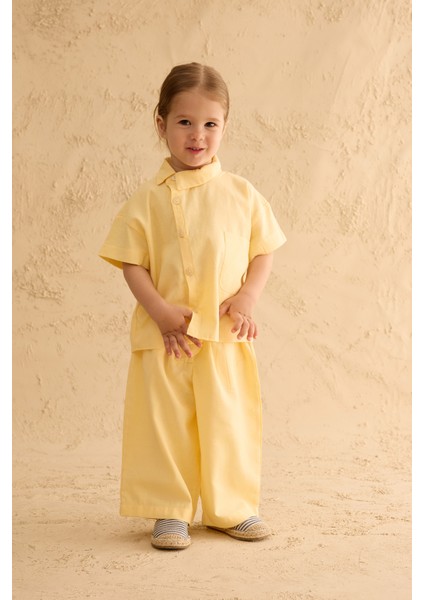 Asimetrik Yakalı Gömlek Sarı