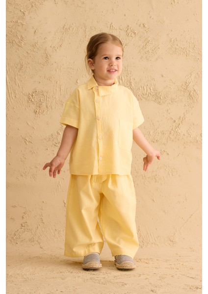 Asimetrik Yakalı Gömlek Sarı indirimleri