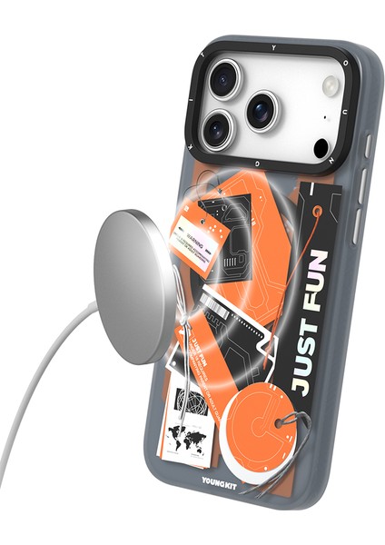 iPhone 17 Pro Max Uyumlu Kılıf M-Safe Özellikli Youngkit Different Dimension Serisi Kapak Turuncu indirimleri