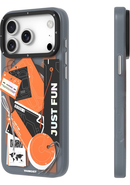 iPhone 17 Pro Max Uyumlu Kılıf M-Safe Özellikli Youngkit Different Dimension Serisi Kapak Turuncu