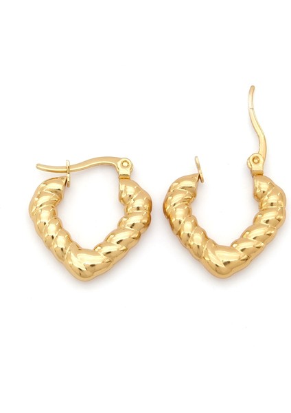 Çelik Küpe Altın Kaplama Kadın Kalpli Model UNK-804