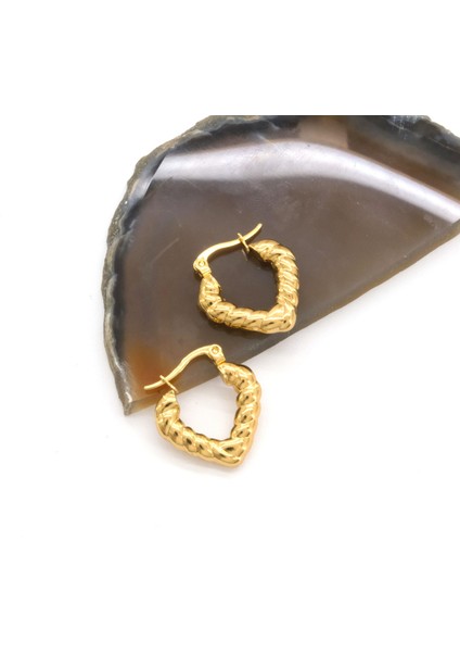 Çelik Küpe Altın Kaplama Kadın Kalpli Model UNK-804 fiyatları