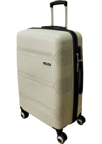 Gold Pp Valiz 8011 Ekru Tsa Kilitli Büyük Boy