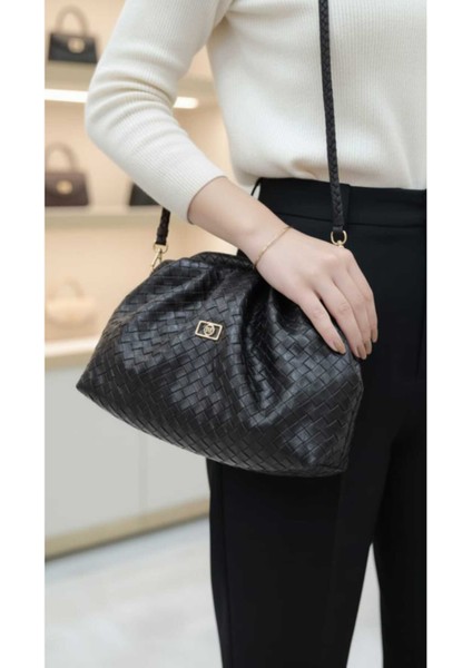 The Moiss Örgü Desenli Burslu Siyah Renk El Omuz Çantası fiyatları