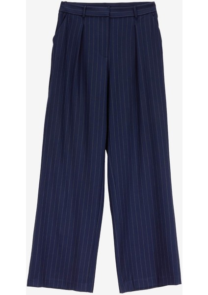 Normal Bel Geniş Fit Lacivert - Gri Kadın Pantolon F5WL-PNT0058 fiyatları