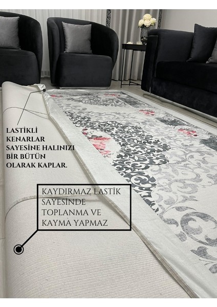 Zarif Barok Desen Halı Örtüsü – Çiçek Motifli, Şık Salon Modeli *kaymaz Tabanlı Yıkanabilir* fırsatları