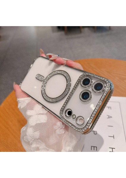 Iphone 17 Pro Uyumlu Şeffaf Taşlı Magsafe Özellikli Kılıf modelleri