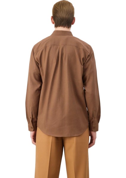 Erkek Gabardin Dokulu Uzun Kollu Düz Renk Regular Kesim Klasik Gömlek Günlük Şıklık Modern indirimleri