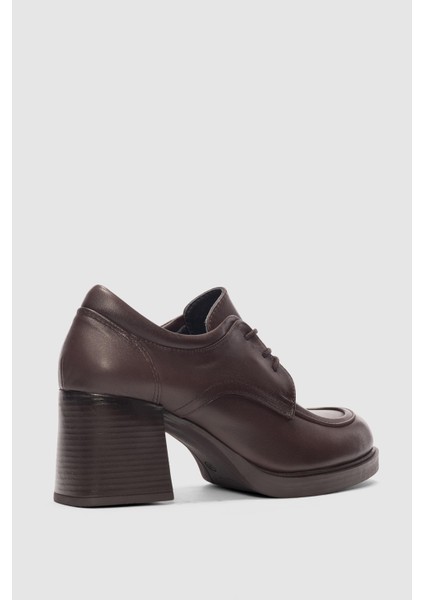 Carenor Hakiki Deri Bağcıklı Kadın Ayakkabı- Kahverengi fiyatları