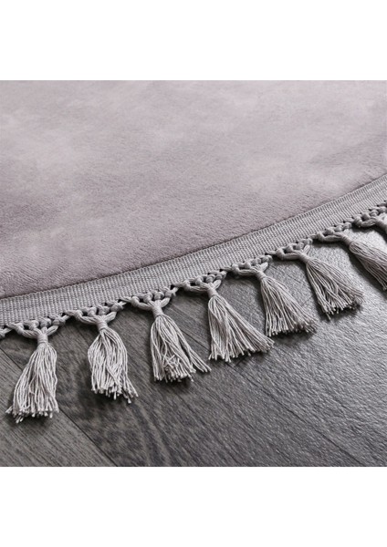 Açık Gri Cloudy Düğüm Saçaklı Yuvarlak Post Peluş Halı Kaymaz Taban Yumuşacık Yolluk modelleri