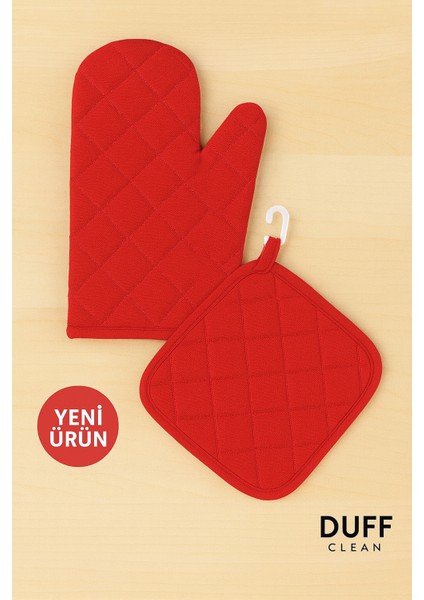 Yanmaz Fırın Eldiveni ve Fırın Tutacağı (1 Eldiven 1 Tutacak)