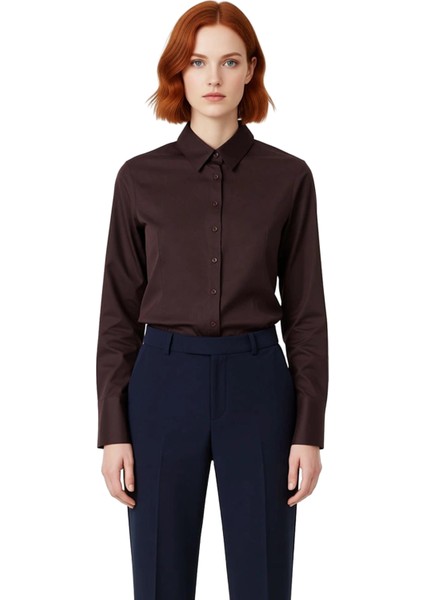 Kadın Klasik Poplin Dokuma Uzun Kollu Gömlek Ofis Günlük Konfor Zarif Tasarım Fonksiyonel Şık fırsatları