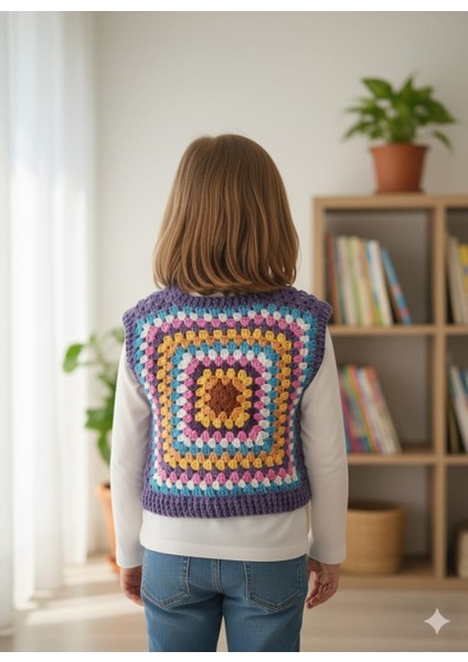 El Yapımı Çocuk Motif Detaylı Süveter 3-4 Yaş