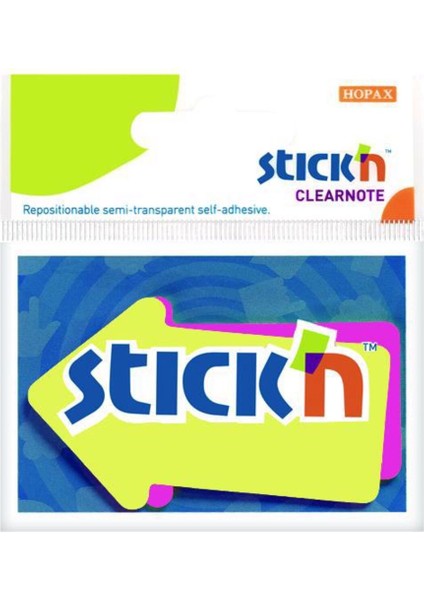 Hopax Stickn 76X50 Ok Şekilli Neon 2 Renk 60 Yp 21141