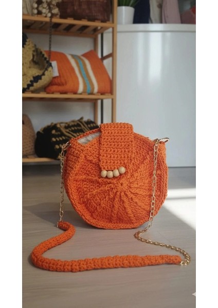 El Yapımı Yuvarlak Model Zincir Detaylı Kadın Çapraz Çanta fiyatları