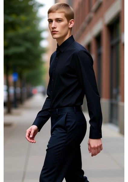 Erkek Crinkle Dokulu Gömlek Regular Fit Fonksiyonel Dayanıklı Kaliteli Konforlu Estetik Şık indirimleri