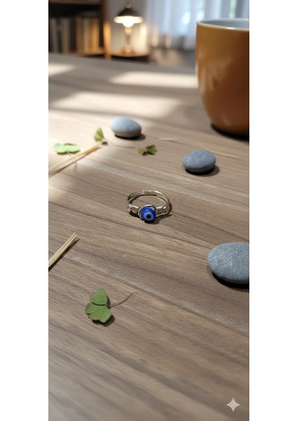 Mavi Nazar Boncuğu Yüzük - Uğur Getiren Şık Tasarım, Göz Alıcı Mavi Renk fırsatları