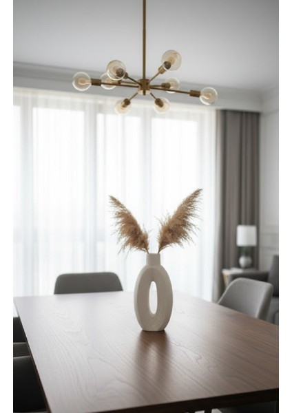 Modern Oval Delikli Beyaz Vazo, Hediye Pampas Otu Seti, Bohem ve Iskandinav Salon Dekoru. modelleri