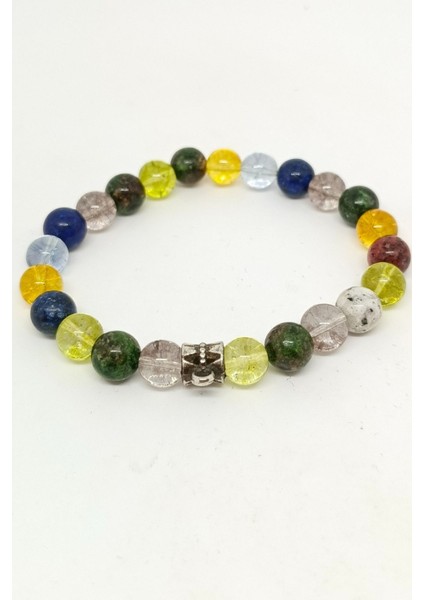 Doğal Taşlı (Rutilli Kuvars, Sitrin, Ay, Akik, Akuamarin) Çakra Bileklik