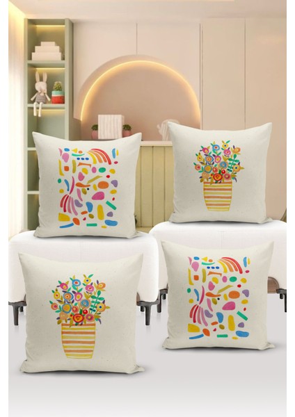 4'lü Kırlent Kılıf Seti Çocuk Bebek Odası Dijital Baskılı