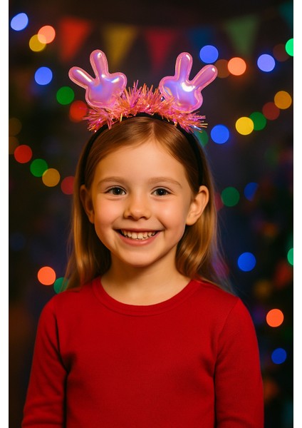 Kpop Kore Style Yılbaşı Yeni Yıl Parıltılı Çocuk Tavşan Kulaklı Taç Parti Işıltılı Kız Aksesuarı