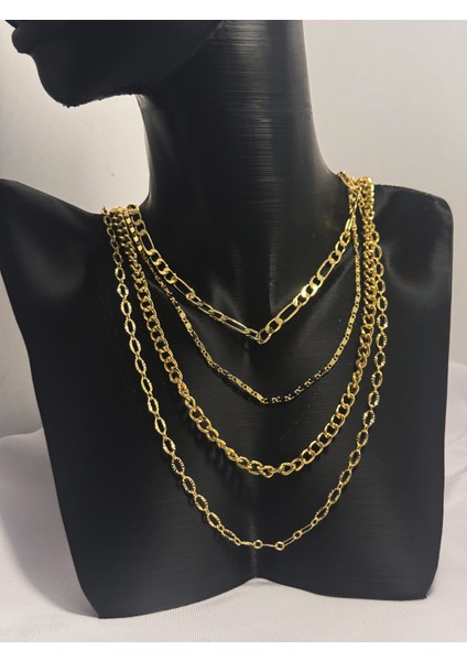 4 Sıralı Çoklu Altın Kolye