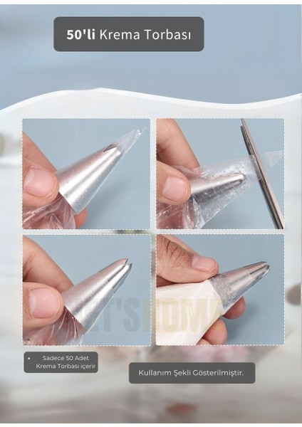 50'li Krema Torbası Kullan At Şanti Sıkma Torbası Büyük Boy Süsleme Torbası Krema Duyu Torbası modelleri