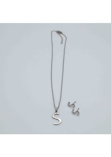 Çelik Silver S Harfi Kolye Küpe Seti fiyatları