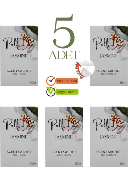 5'li Yasemin Dolap Ayakkabılık ve Çekmece Parfümlü Kese Kokusu Oda Koku Kesesi