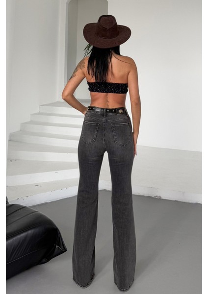 Geniş Paça Ispanyol Kadın Jean Pantolon - Antrasit Antrasit - 27 fırsatları