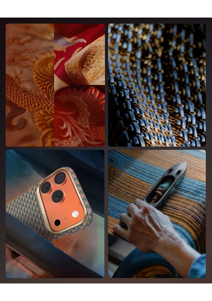 iPhone 17 Pro Uyumlu Kılıf M-Safe Şarj Özellikli Raptic Aramid Skin Origin Serisi Kapak Gold-Mavi