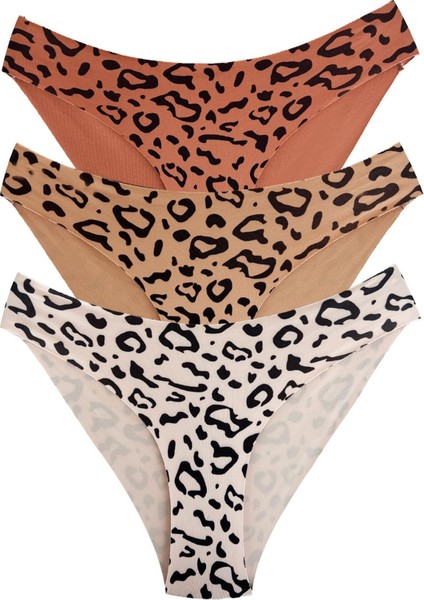 Basic Desenli Lazer Kesim Kadın Bikini Külot 3'lü
