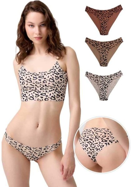 Basic Desenli Lazer Kesim Kadın Bikini Külot 3'lü fiyatları