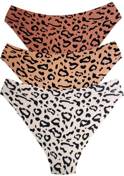 Basic Desenli Lazer Kesim Kadın Bikini Külot 3'lü modelleri