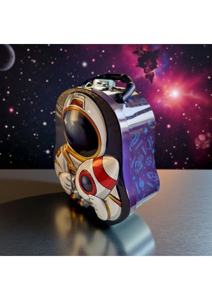 Sevimli Astronot Tasarımlı Metal Kumbara, Kilitli Özellikli, Uzay Temalı, Çocuklar Için Dekoratif Para Kasası fiyatları