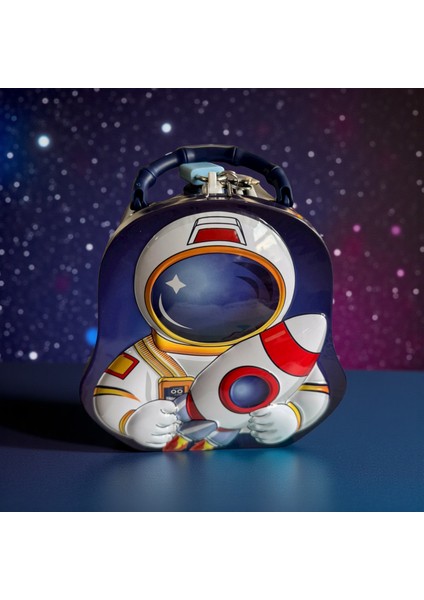 Sevimli Astronot Tasarımlı Metal Kumbara, Kilitli Özellikli, Uzay Temalı, Çocuklar Için Dekoratif Para Kasası fırsatları