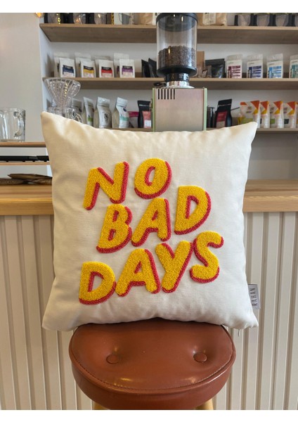 No Bad Days Punch Işlemeli Kırlent Yastık Kılıfı - 43*43CM - Punch Kırlent Kılıfı