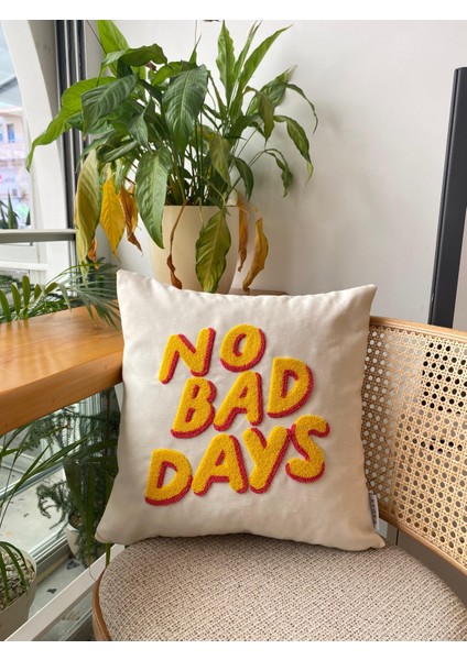 No Bad Days Punch Işlemeli Kırlent Yastık Kılıfı - 43*43CM - Punch Kırlent Kılıfı modelleri