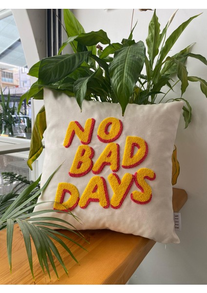 No Bad Days Punch Işlemeli Kırlent Yastık Kılıfı - 43*43CM - Punch Kırlent Kılıfı fırsatları